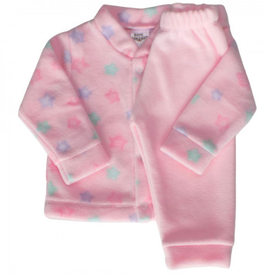 PIJAMA BEBE CASACO CASAQUINHO DE BOTAO ESTRELINHAS ROSA SOFT MICROSOFT QUENTE QUENTINHO INVERNO FRIO (3)