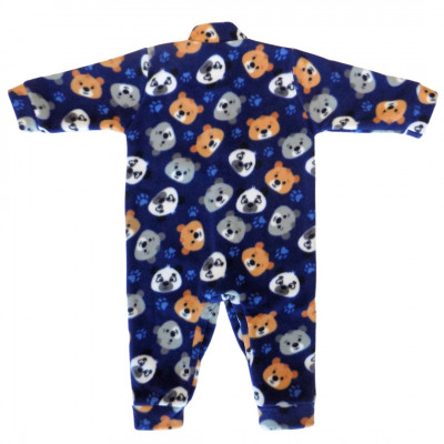 2 PIJAMA BEBE MACACAO DE BOTAO URSINHOS AZUL SOFT MICROSOFT QUENTE QUENTINHO INVERNO FRIO