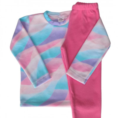 PIJAMA CRIANCA CRIANÇA INFANTIL CONJUNTO TIE DYE ROSA COLORIDO SOFT MICROSOFT QUENTE QUENTINHO INVERNO FRIO (2)