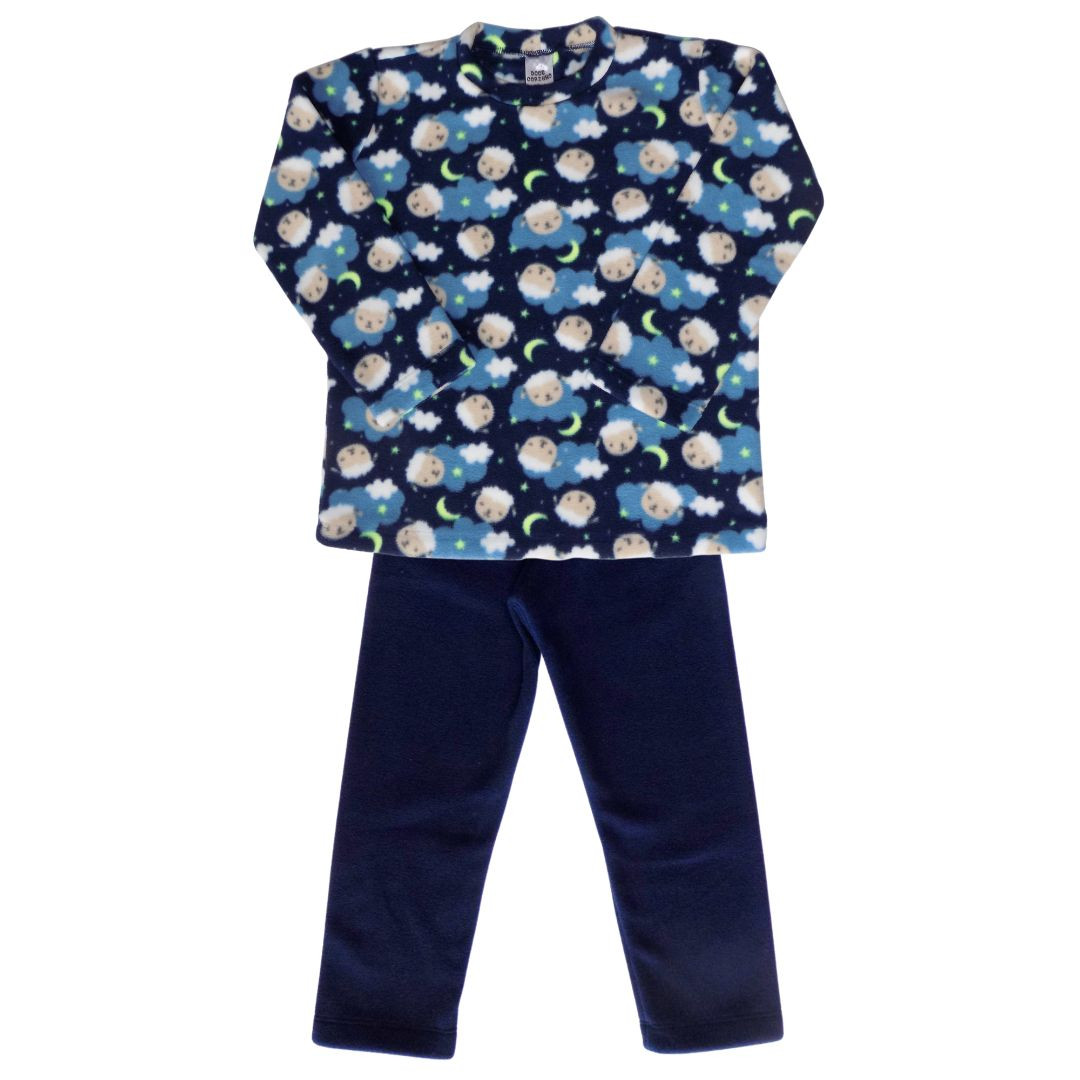 PIJAMA CRIANÇA CRIANCA INFANTIL CONJUNTO CARNEIROS CARNEIRINHOS AZUL SOFT MICROSOFT QUENTE QUENTINHO INVERNO FRIO (3)